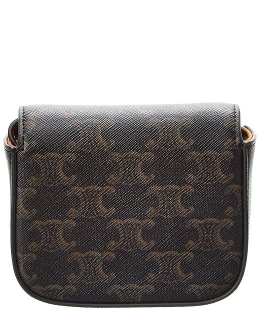 Céline Gray Claude Mini Triomphe Coated Canvas & Leather Shoulder Bag