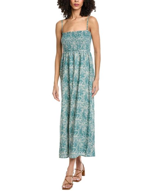 Faherty Brand Green Sunrise Smocked Dress