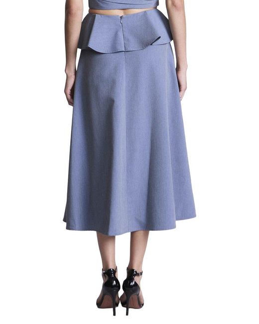 BCBGMAXAZRIA Blue Cascade Midi Skirt