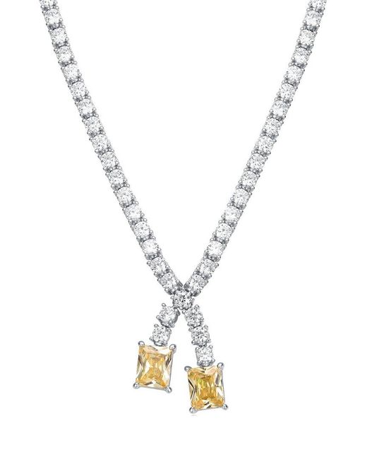 Genevive Jewelry Metallic Silver Tennis Necklace