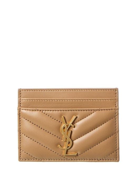Saint Laurent Natural Monogram Matelasse Leather Card Holder