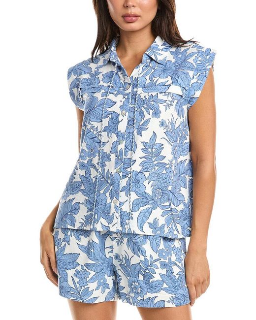 Fate Blue Linen-Blend Top