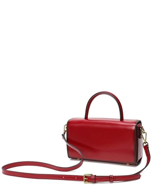 Tiffany & Fred Paris Red Smooth & Polished Leather Top Handle Shoulder Bag