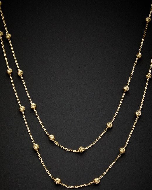 Italian Gold Black 14k Bead Station Necklace