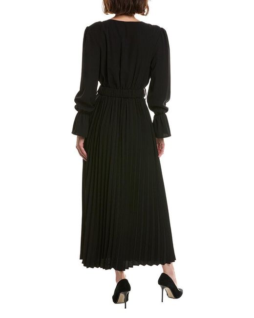 Pascale La Mode Black Solid Pleated Hem Midi Dress