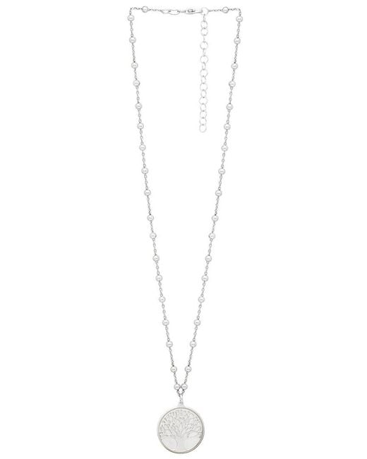 Italian Silver White Pearl Tree Of Life Necklace