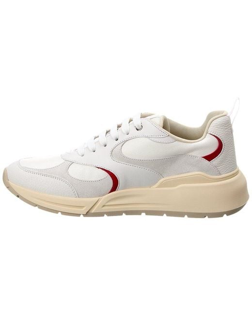 Ferragamo White Leather & Suede Sneaker for men