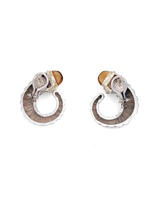 David Yurman Metallic Cable 14K & Gemstone Swirl Earrings (Authentic Pre-Owned)