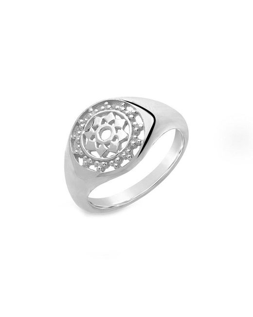 Sterling Forever White Silver Pinwheel Signet Ring