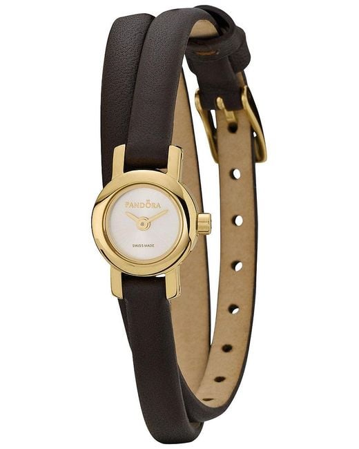 Pandora Metallic Petite Circle Leather Wrap Watch