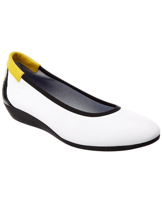 Arche White Onely Leather & Suede Flat