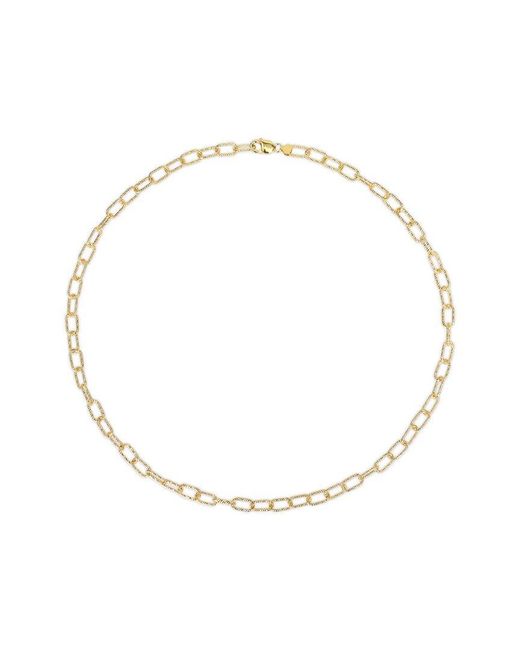 Italian Silver Metallic 18k Over Paperclip Chain Necklace