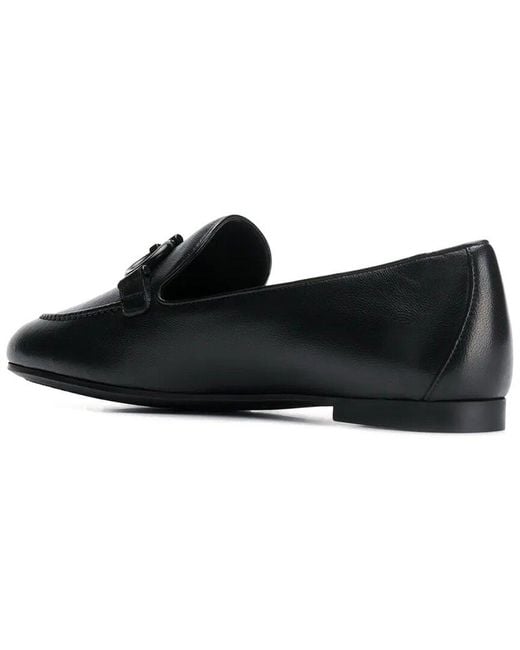 Ferragamo Black Buckle Detail Leather Loafer