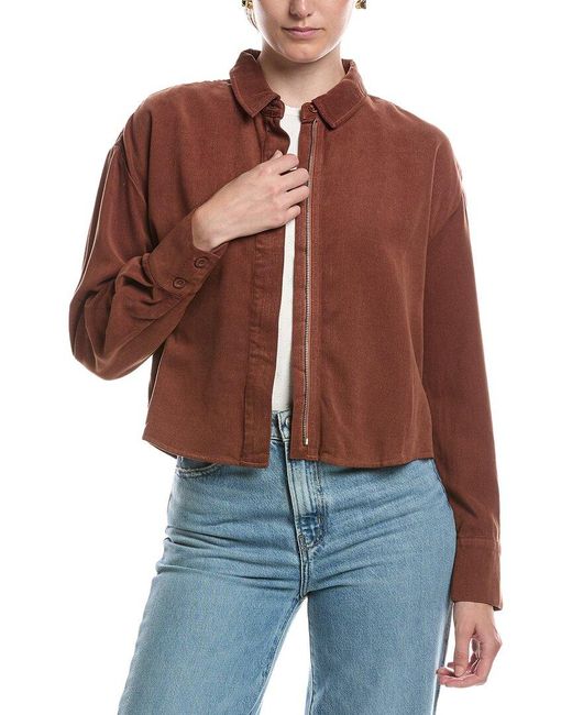 Bella Dahl Brown Oversized Cropped Shacket
