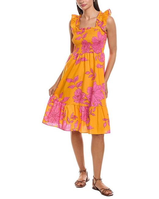 Nanette Lepore Orange Cap Sleeve Midi Dress