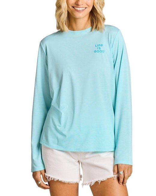 Life Is Good. Blue Long Sleeve Sun Crusher T-Shirt