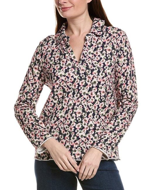 Tommy Bahama Gray Marina Del Mar Tidal Bloom Popover Top