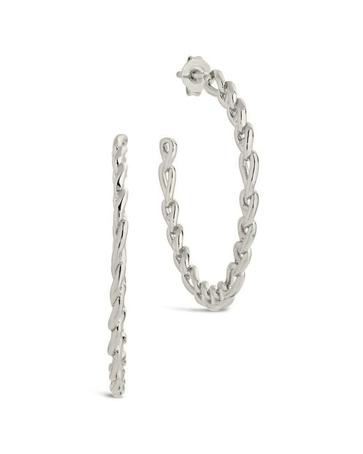 Sterling Forever White Rhodium Plated Rylan Hoops