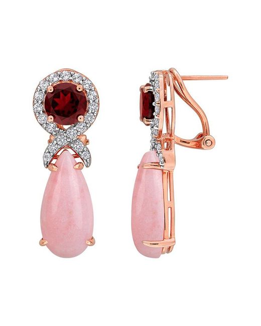 Rina Limor Pink 31.50 Ct. Tw. Opal, Garnet, Topaz Drop Earrings