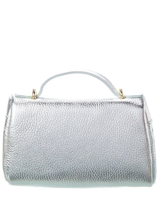 Persaman New York Gray Livia Leather Crossbody