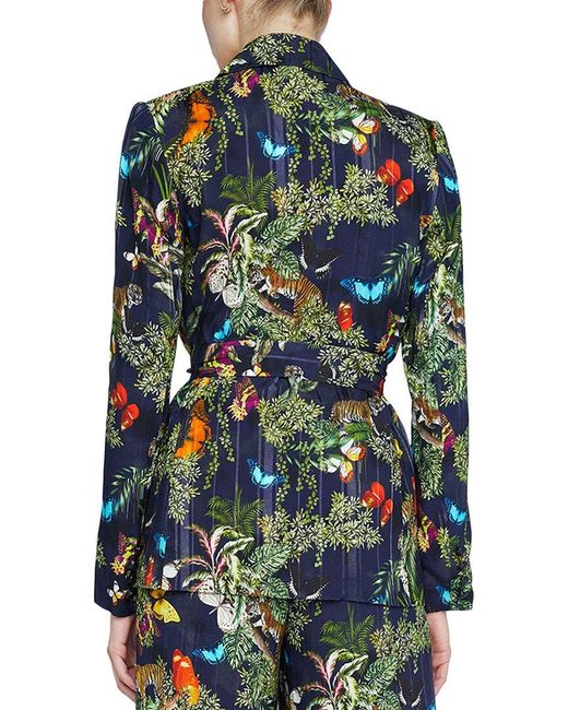 L'Agence Blue Jordana Wrap Belted Blazer