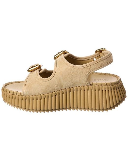 Chloé Metallic Nama Suede Wedge Sandal