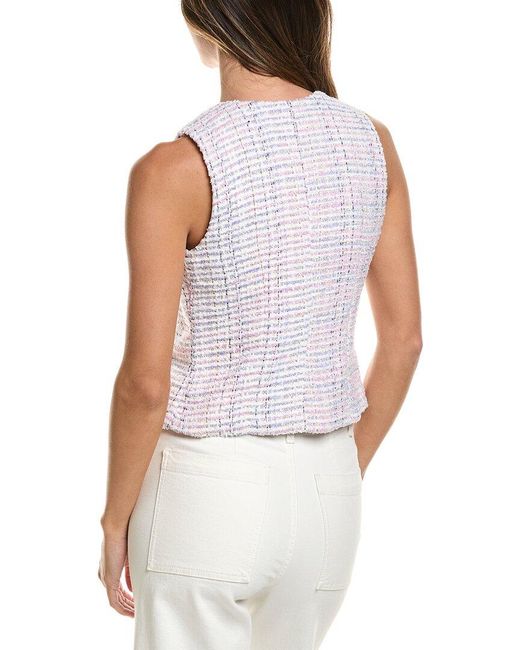 Cece White V Split Hem Vest