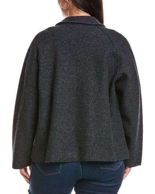 Eileen Fisher Black Plus Wool Moto Jacket