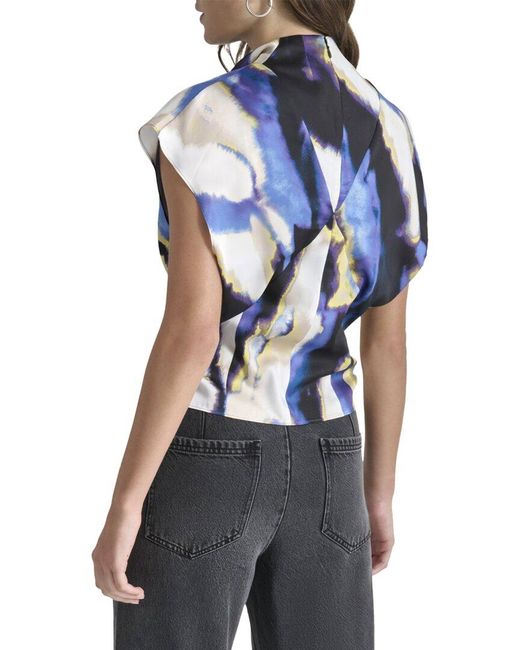 DKNY Blue Cowl Neck Shirt