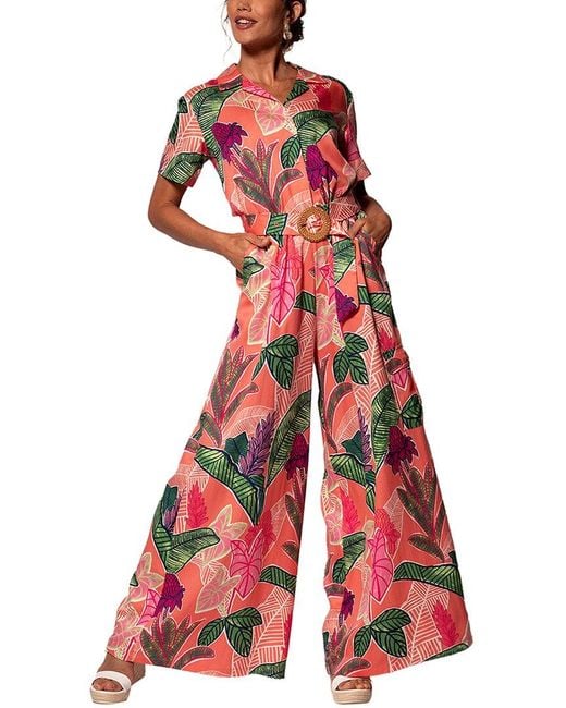 Tori Richard Red Charla Jumpsuit