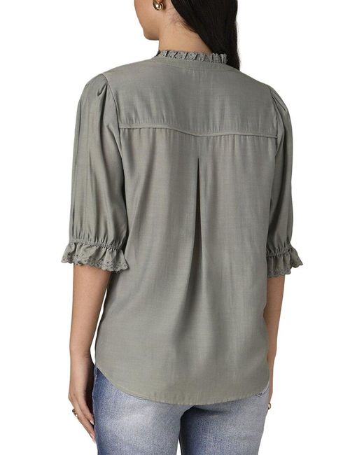 Wit & Wisdom Gray Eyelet Woven Top