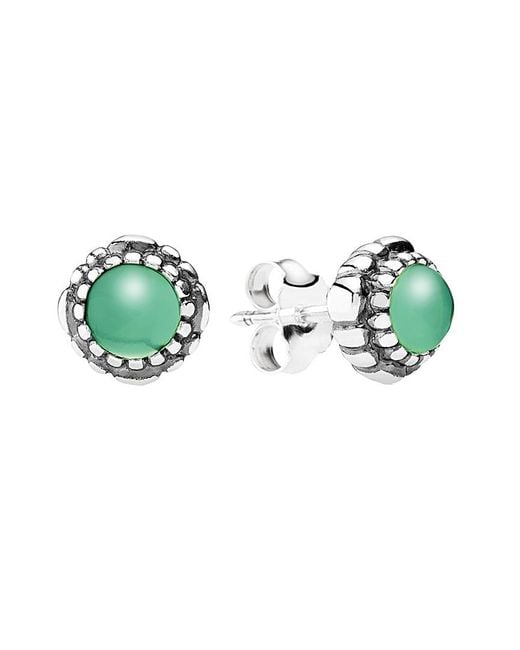 PANDORA May Birthstone Stud Earrings in Green Lyst