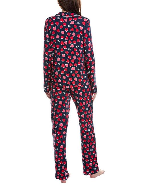 DKNY Red 2pc Notch Top & Pant Sleep Set