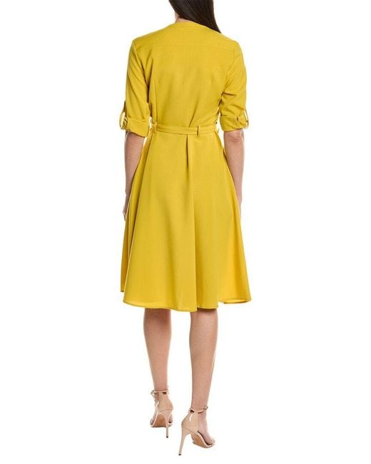 Sharagano Yellow Short Sleeve Shirtdress