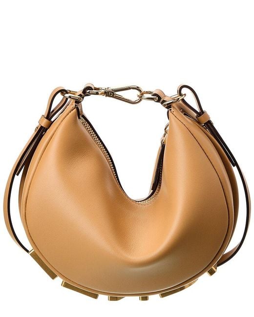 Fendi Natural Graphy Mini Leather Hobo Bag