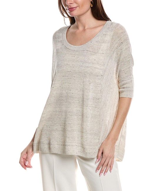 Lafayette 148 New York White Oversized Scoop Neck Linen-blend Sweater