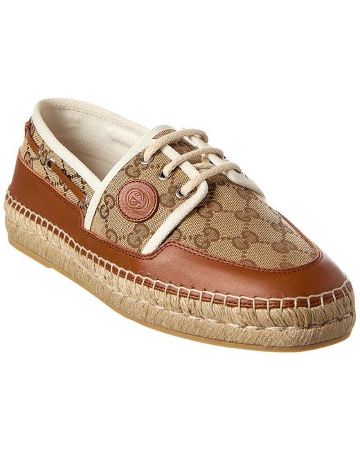 Gucci Brown GG Canvas & Leather Espadrille for men
