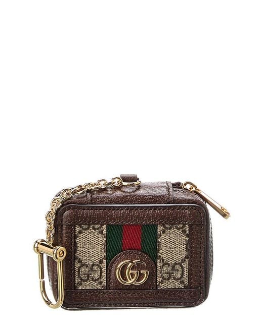 Gucci Brown Ophidia Mini GG Supreme Canvas & Leather Airpods Case