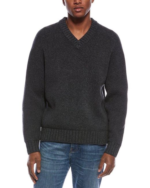 Theory Black Heavy Wool & Cashmere-Blend V-Neck Sweater for men