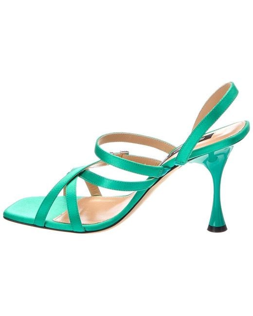 Sergio Rossi Blue Slingback 100 Satin Sandal