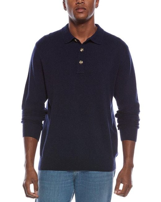 Kier + J Blue Mixed Stitch Wool & Cashmere-Blend Polo Sweater for men