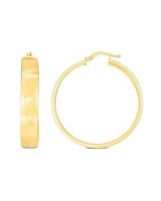Italian Gold Metallic 14k Domed Tube Hoops
