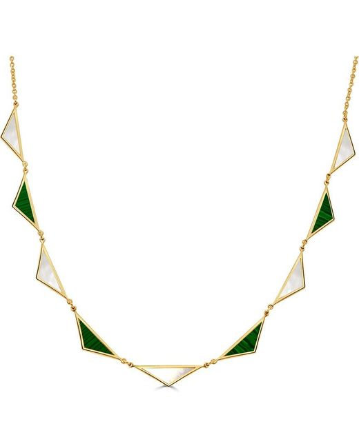 Italian Gold Metallic 14K Gemstone Station Necklace