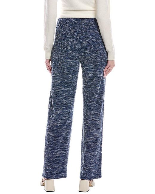 St. John Blue Stretch Tweed Jersey Pull-On Pant
