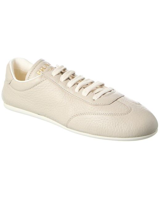 Prada White Buckskin Leather Sneaker