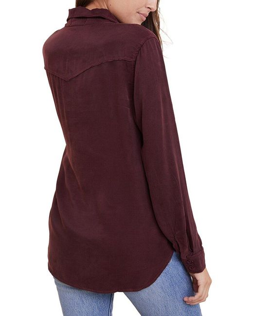 Bella Dahl Purple Seamed Pocket Shirt