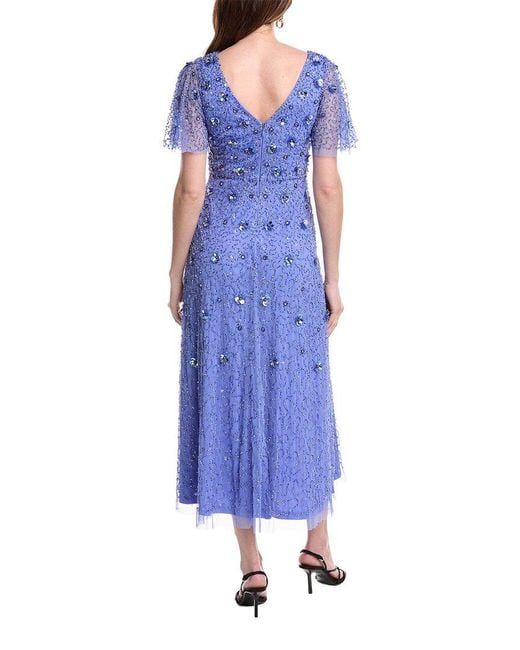 Adrianna Papell Blue Short Sleeve Midi Dress