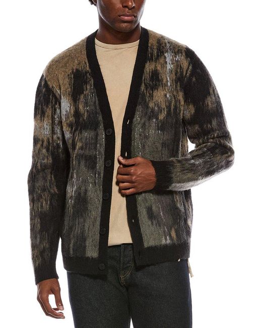 John Varvatos Black Dio Jacquard Wool & Alpaca-Blend Cardigan for men