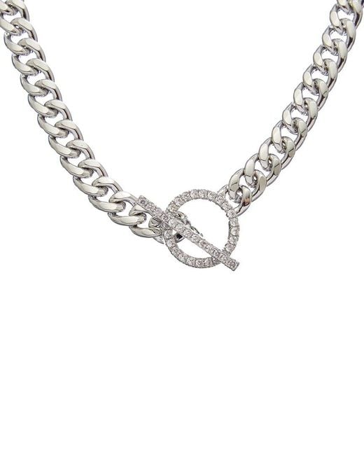 Juvell Metallic 18k Plated Cz Link Toggle Necklace