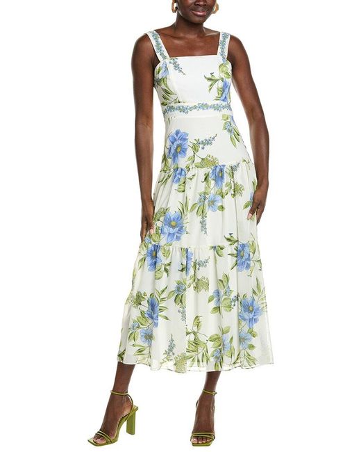 Maison Tara Green High Neck Chiffon Maxi Dress